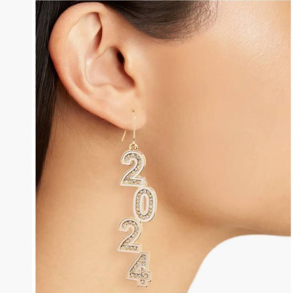 Leith 2024 Linear Glass Stone Dangle Earrings